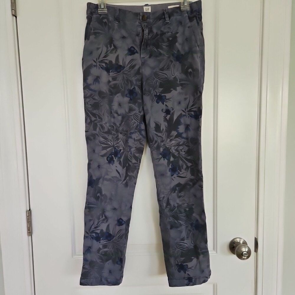 Gap Pants Girlfriend Chinos Womens Printed Floral Blue Gray Stretch Sz.4